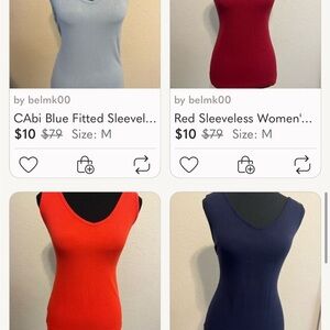 CAbi Gray and Blue Fitted Tank Top